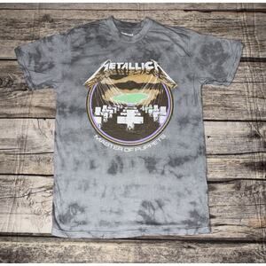 Metallica Master Of Puppets Retro Gray Tie Dye Graphic Tee Mens Size Medium